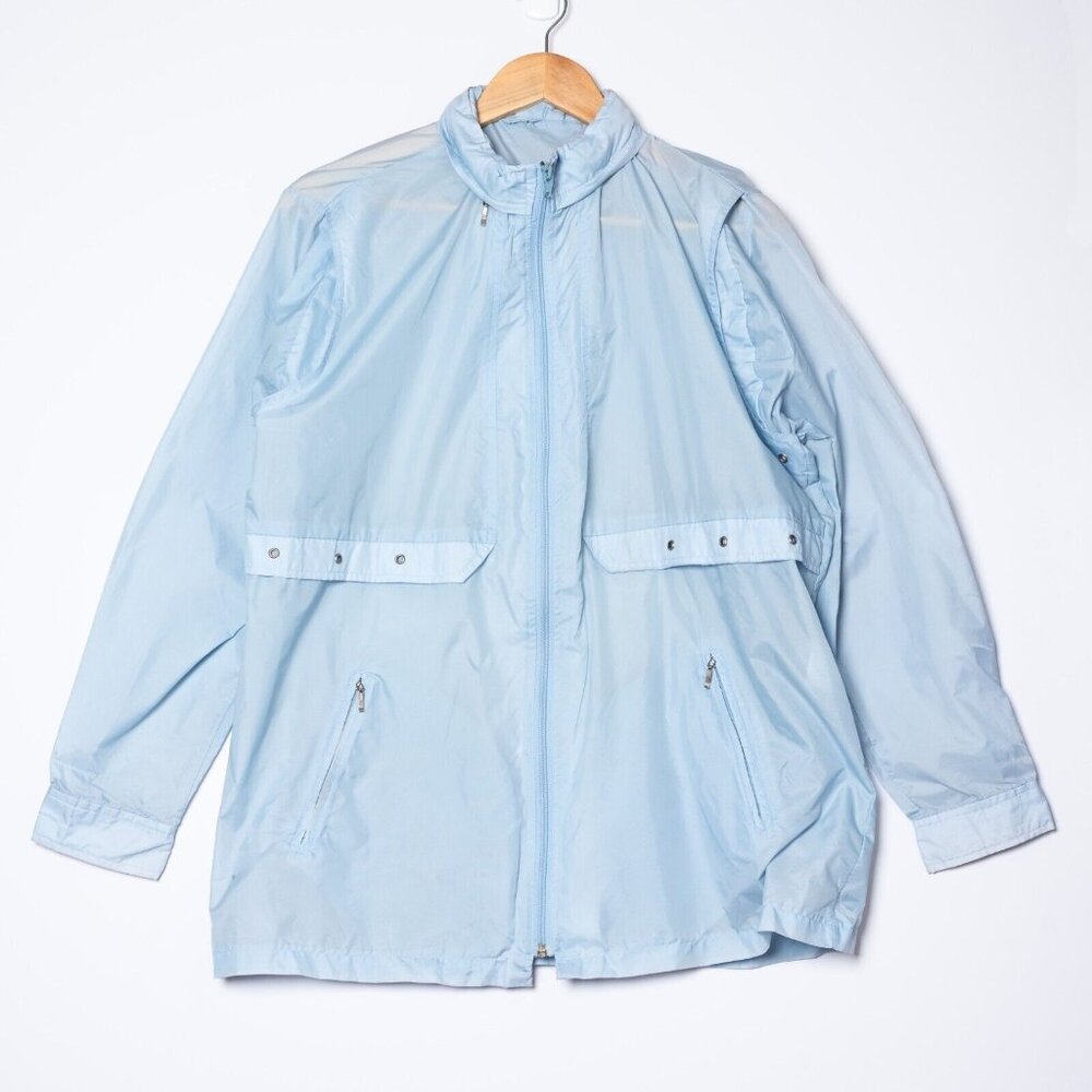 Vintage Sears Womens Large Lightweight Nylon Shell Jacket Light Blue